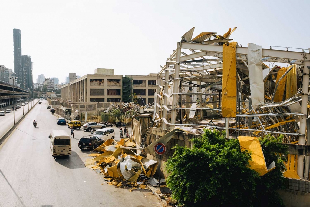 Un immeuble détruit à Beyrouth.